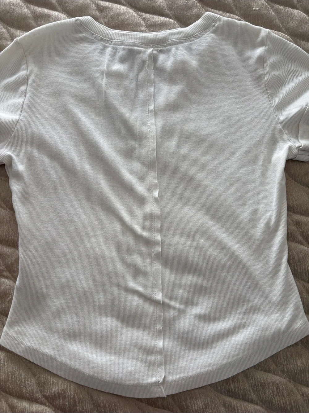 Pilcro White Short-Sleeve Henley Tee with Button Placket